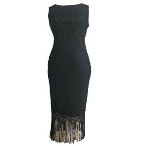 Vintage Savvy Lace Fringe Black Dress Size S